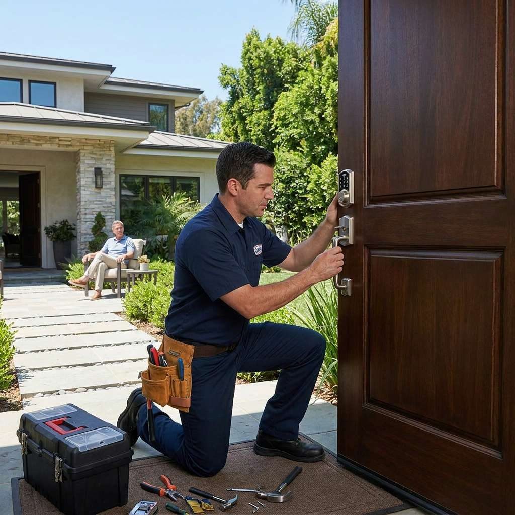Residential locksmith work on a home in Encino